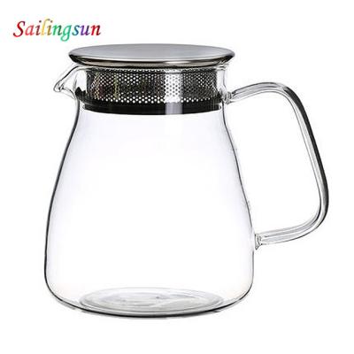 China Simple Design Viable Classic Handmade Borosilicate Tea Infusion Thermo Glass Pot for sale