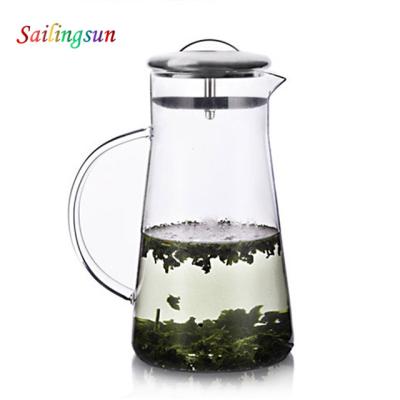 China Viable Wholesale Classic Handmade Thermo Pyrex Proof Juice Coffee Tea Glass Pitcher for sale