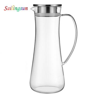 China Pyrex Viable Proof Borosilicate Glass Stainless Steel Infusion Lid Coffee Thermo Jug for sale