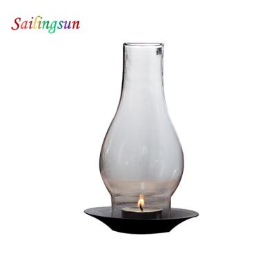 China Safe classic high clear thermo clear design food grade pyrex proof glass table candle lamp for sale