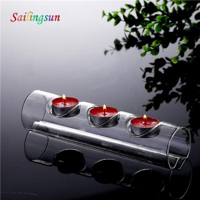 China Food grade safe decorative tube shaped design thermo clear pyrex proof glass table candle lamp for sale