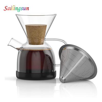 China Promotion Thermo Viable Proof Clear V60 High Borosilicate Glass Pour Over Coffee Pot for sale