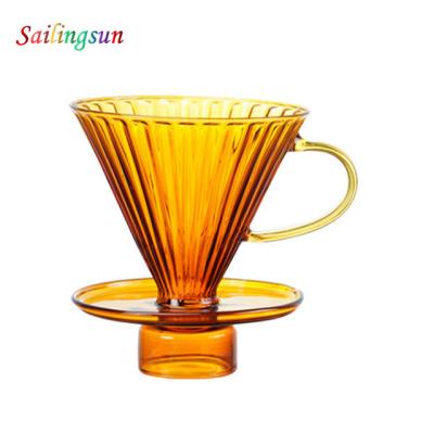 China Sustainable Design V60 Colored Classic Handmade Pyrex Thermo Glass Coffee Spout for sale