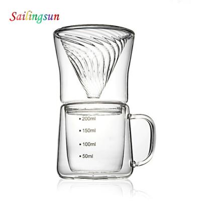 China Popular Classic Viable United Pour Over Thermo Pyrex Double Wall Glass Coffee Maker for sale