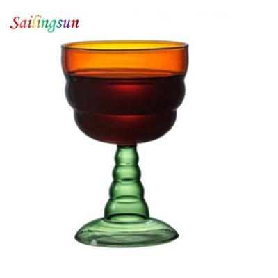 China Promotion Safe Colored Stemware Food Grade Handmade Pyrex Glass Coffee Stem Standing Mug for sale