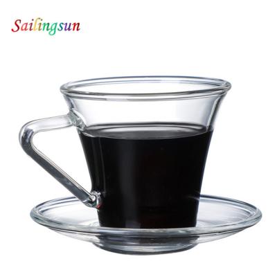 China Food Grade Safe Classic Customized Capacity With Saucer Cookin Glass Milk Coffee Cup for sale