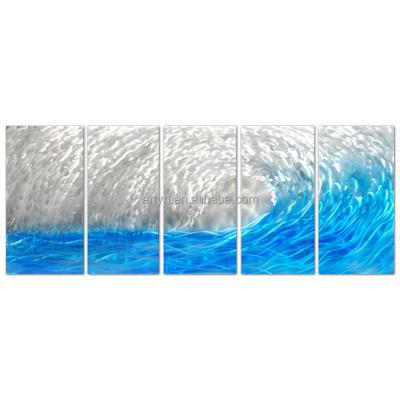 China Handmade Popular Abstract Sea Wave Metal Wall Art Decor For Bedroom for sale