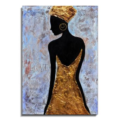 China Modern Home Decoration Pieces Textured Abstract African Women Oil Paintings For Decoration for sale