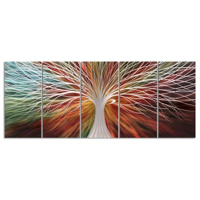 China Hot Selling Full Color China Metal Tree Line Art Painting Wall Hand Metal Arts for sale