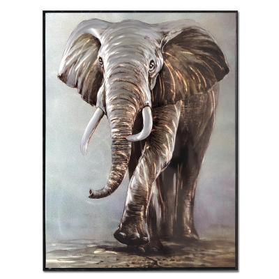 China New Classical/Postmodern Walking Large Size Animal Metal Art Wall Panel Elephant Wall Painting Decoration for sale