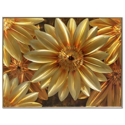 China New Classic/Postmodern Simple Wall Art Painting On Aluminum Flower Golden Sunflower Metal Decorative for sale