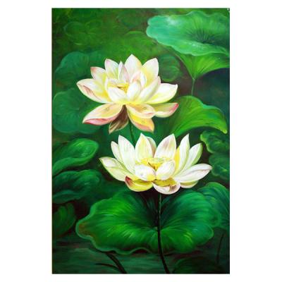 China Latest style modern lotus flower oil painting for wholesale for sale