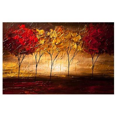 China Wholesale Modern Handmade Decorative Oil Painting Modern Red Trees On Walls for sale