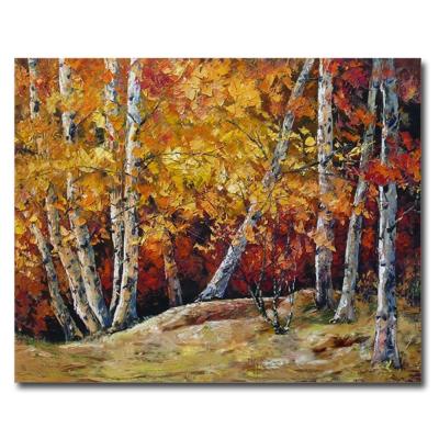 China Modern Popular Handmade Modern Autumn Leaves Landscape Tree Oil Painting Canvas Artwork for sale