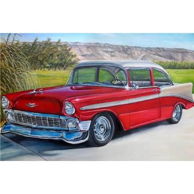 China Modern Red Car Still Life Canvas Oil Painting Decorative Pattern for sale