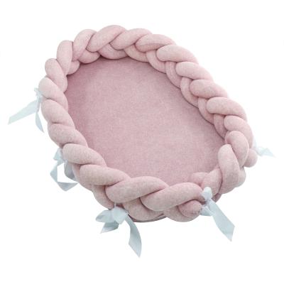 China Newborn Crib Bumper Anti-pilling Warm Welcome Baby Knot Handmade Nest Pillow for sale