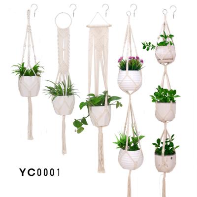 China DIY Handcraft The Hot Sale Hang Rope Handmade Gardening Plant Flower Pot Collections Woven Hanger Cotton Twine Hangings for sale