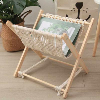 China Nordic High Tenacity Woven Cotton Woven Storage Rack Floor Storage Rack Book Shelves Folding Magazine Rack Creative Photo Desk Props for sale