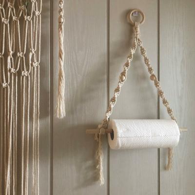 China Children's style insNordic wall hanging stick storage rack bedroom and living room decoration wooden hand - hair woven generation for sale