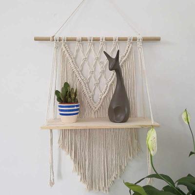 China Children's INSTapestry Shelf BohemiandiyWall Storage Rack Nordic Handwoven Cotton Yarn Tapestry Finished Product for sale