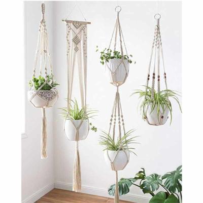 China 100% Handmade Macrame Plant Hangers - 4 Packs, in Different Designs - Handmade Indoor Wall Hanging Planter Plant Rack - Modern Boh for sale