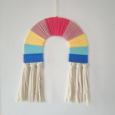 China Wholesale Rainbow Macrame Cotton Wall Hanging Art Decor Florahome Nursery Cute for sale