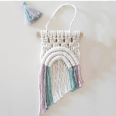 China Wholesale Art Decor Rainbow Macrame Cotton Wall Nursery Bed Room Kids Decor Florahome Nursery Cute for sale