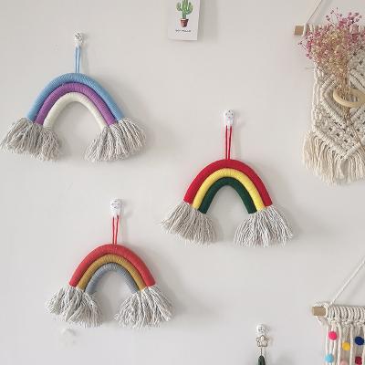 China Wholesale Art Decor Rainbow Macrame Cotton Wall Nursery Bed Room Kids Decorations Accessories Florahome Nursery Cute for sale