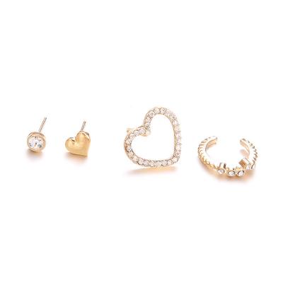 China FASHIONABLE simple love micro c-shaped diamond gold alloy 4 piece stud earrings set for sale