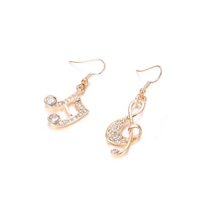 China Personalized FASHIONABLE Diamond Music Element Love Pendant Note Earrings for sale