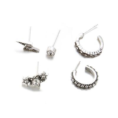 China TRENDY Alloy Diamond Earrings Star Lightning 5 Piece Earrings Set for sale