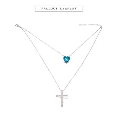 China Beautiful Fashion Ocean Heart Style 2 Layers Cross Necklace for sale