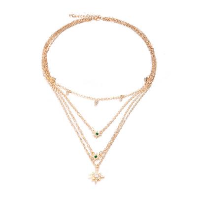 China Fashion Fashion Personalized Sun Bell Gold Plated Multilayer Necklace for sale