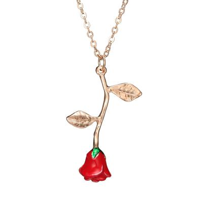 China Fashion Creative Four-color Rose Pendant Necklace for sale