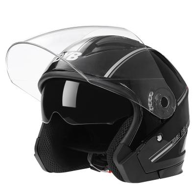 China Hot Sale ABS BYB/730 Lazada Customizable Half Face Motorcycle Helmets With Double Lens Sun Visor Helmet Wholesale for sale