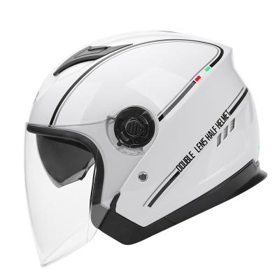 China 2021 Dual Lens Safety Protection BYB/730 Casco De Moto White Motorcycle Helmets ABS Front Efficient Open Face Motorcycle Helmet For Adult for sale