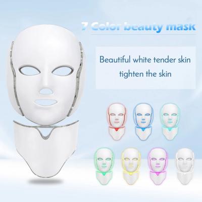 China Dye Removal Led Photon Therapy Face Mask Light Therapy 7 Color Acne Wrinkle Removal Face Mask Neck Neck Beauty Machine for sale