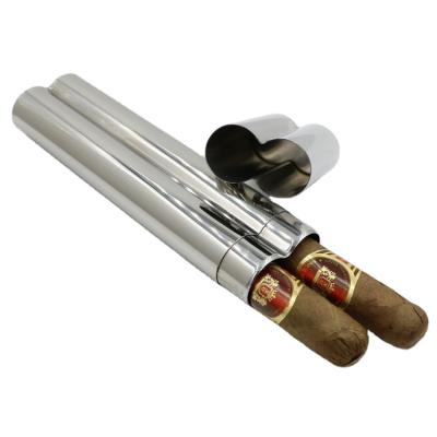 China American style 304 stainless steel cigar case tube accessories portable humidor can hold two cigars waterproof to protect the cigar from being crushed for sale