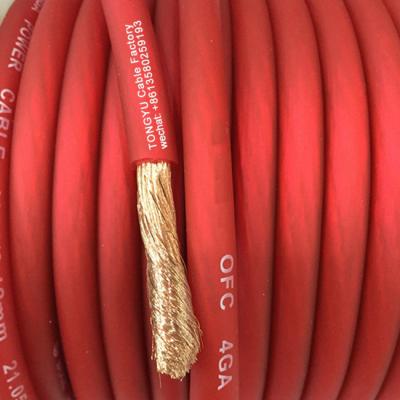 China Car Flexible PVC Gauge 4GA Car Amplifier Power Cable Ground Wire OFC Amplifier Battery Soft Red Cable for sale