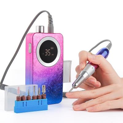 China 1500mAh Professional Portable Nail Drill Machine 35000rpm Bit Set For Nail Salons for sale