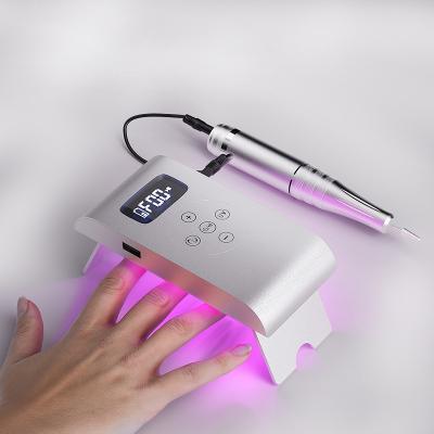 China Salon Professional 2 in 1 Innovation Nail Machine with LED Lamp Set Red Light Professional Electric Nail Drill Machine for sale