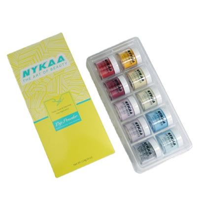 China Nail Salon NYKAA 10pcs/box 10g Acrylic Nail Powder Dipping Gift Set Private Label Nail Dipping Kit Powder Starter Kit for sale