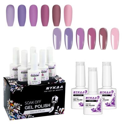 China NYKAA 9pcs/box 8ml Nail Art Gel Polish Set Gift Box Environmental Friendly UV Nail Gel Polish Kit With Base Coat Matte Top Coat UV Gel Set for sale