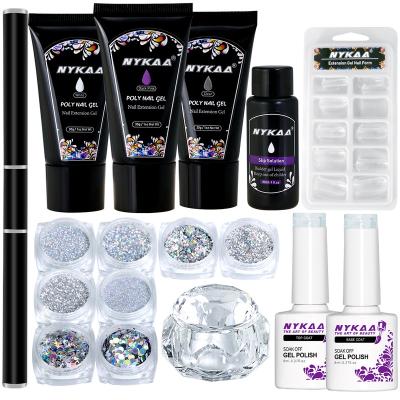 China Poly Nail Clear Acrylic Gel Extension Kit With Base Coat Top Nail Extension Gel Set For Manicure Nail Salon Home NK-UVG005 for sale