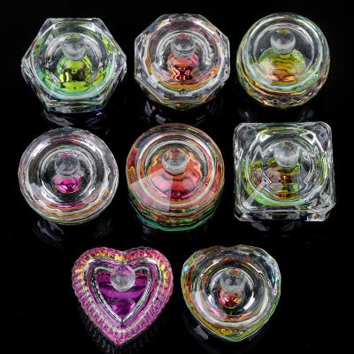 China Professional Colored Acrylic Liquid Powder Dish Container Crystal Glass Nail Dappen Dish Salon Cup Holder Nail Monomer Liquid Dish for sale