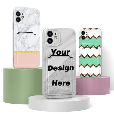 China 2021 new style Anti-drop designer Matte /Glossy phone case with card holder IMD printing phone case custom volume for sale