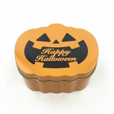 China Safety W 10.5* L 9* H 4.4 Cm Pumpkin Shaped Christmas Tin Box New Product Factory Directly Sales for sale