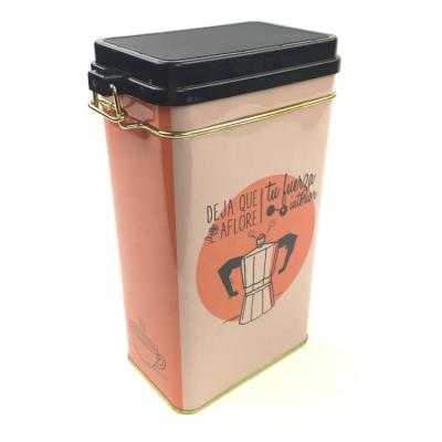 China New Recyclable Tin Can With Lid And Wire System Metal Rectangle Airtight Closing Tin Can For Tea Or Coffee for sale