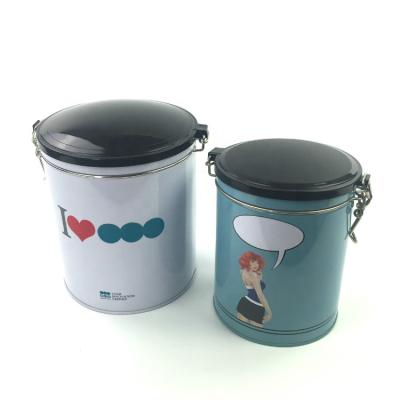 China New Design Round Coffee Tea Tin Can With Lid Plastic Tea Tin Box for sale