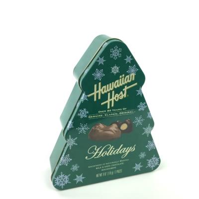 China Tea Christmas Tree Shape Packaging Tin Can For Chocolate And Cookie Packaging for sale